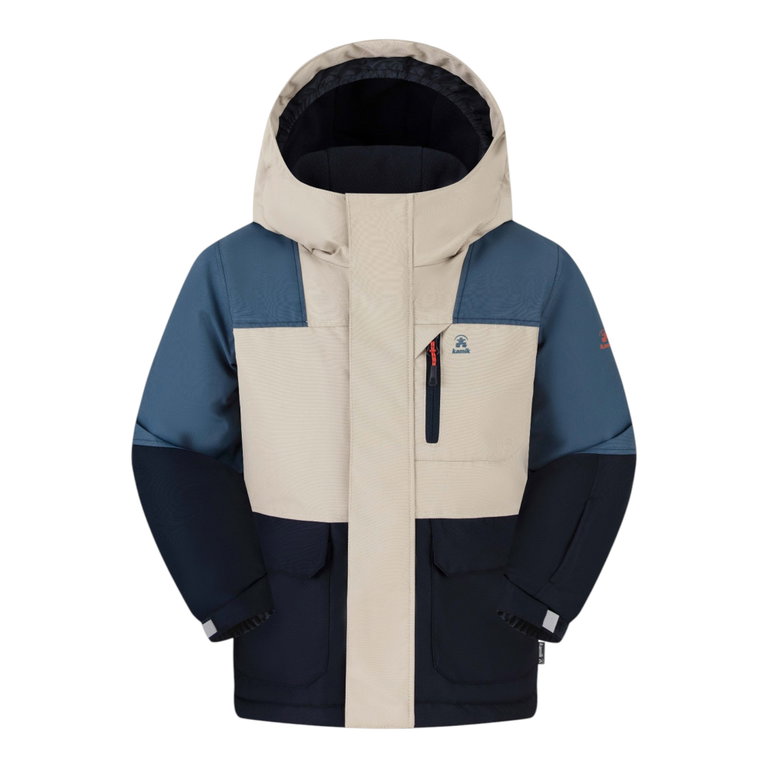 Kamik Winter Jacket Gideon (windproof and waterproof, reflective) beige/blue boys